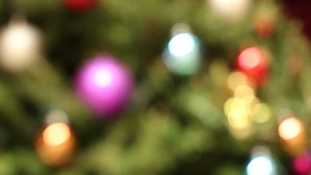 Collor full Christmas background of lights with decorated tree