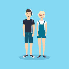 Fototapeta premium Man and woman in casual clothing.Vector illustration in flat des
