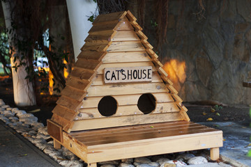 small wooden cat's house photo
