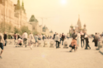 Blurred streets of city Moscow