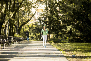 Young woman running in the park