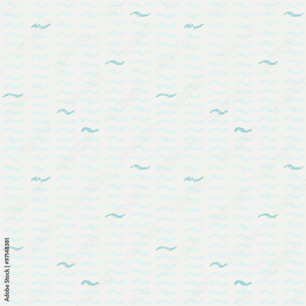Poster Abstract seamless pattern with hand drawn waves for wrapping