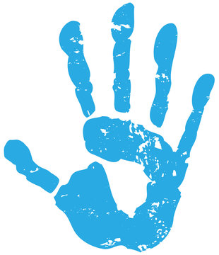 Handabdruck Hand blau 
