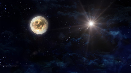 Fototapeta na wymiar full moon with white star cross