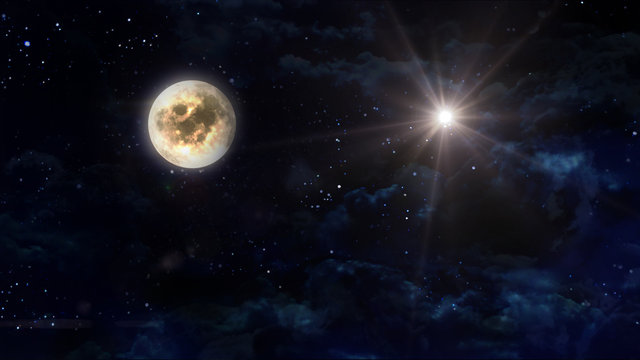 full moon with white star cross