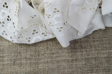 natural linen and lace background