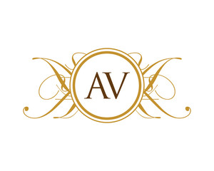 AV Luxury Ornament Initial Logo