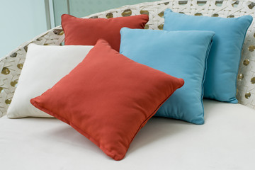 red white and blue pillows