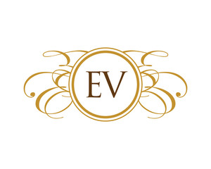 EV Luxury Ornament Initial Logo