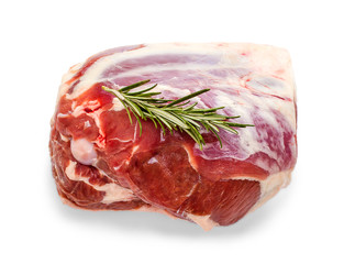 Frozen lamb leg with rosemary twig