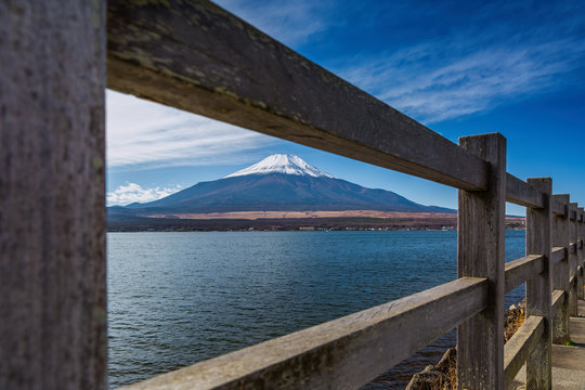 Yamanaka Lake with Fuji Mountain in Japan