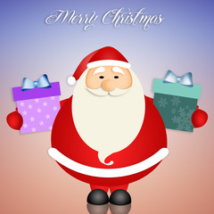 Illustration of Santa Claus with gifts for Christmas