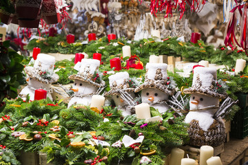 Soft toys at Christmas market of Viktualienmarkt, Munich (Germany)