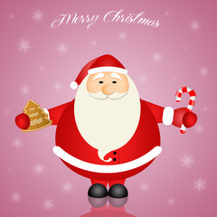 Santa Claus with candy cane and cookie