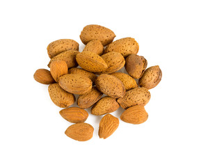 almonds isolated on white