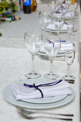 Empty glasses in restaurant