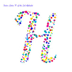 Vector Letter H from Bright Color Ink Blots with Splashes