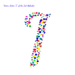 Vector Letter I from Bright Color Ink Blots with Splashes
