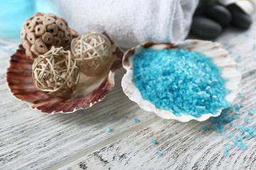 Spa composition on decorated  wooden background