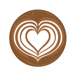 Aflutter Heart Latte Art Coffee Logo Icon with white background