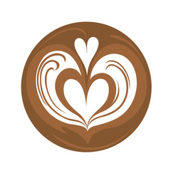 Aflutter Heart Latte Art Coffee Logo Icon