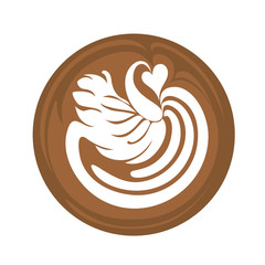Swan Aflutter Coffee Latte Art Logo Icon with white background