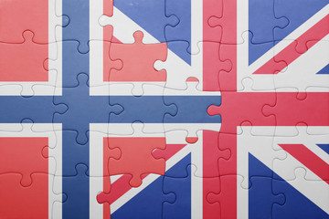 puzzle with the national flag of great britain and poland