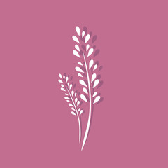 Grass flower Logo Icon with pink retro color background