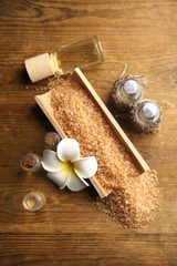 Beautiful relax composition on wooden background