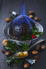 Christmas pudding with holly twig