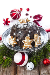 Christmas pudding with gingerbreads