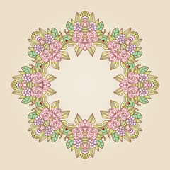 Vector vintage art nouveau floral rose frame