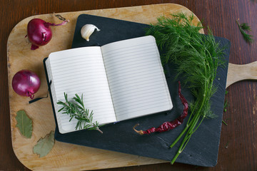 Opened notebook on table