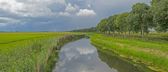 Canal through a rural landscape in summer