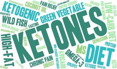 Ketones Word Cloud on a white background.