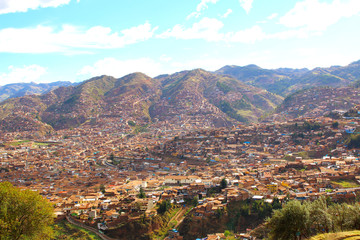 Cuzco, Peru. Plaza de Armas, Skyline view