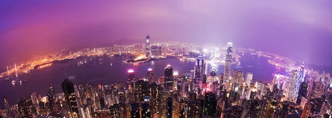 Selbstklebende Fototapete Hong Kong Hongkong bei Nacht