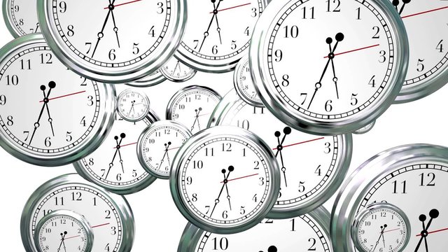 Time Passing Clocks Flying By 3d Background