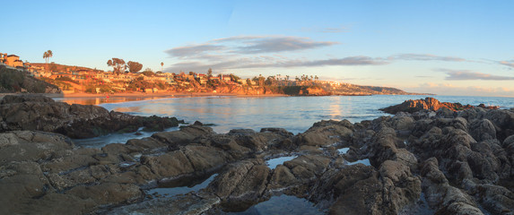 Sunset over Crescent Bay in Laguna Beach, California in fall © SailingAway