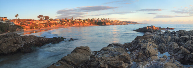Sunset over Crescent Bay in Laguna Beach, California in fall © SailingAway