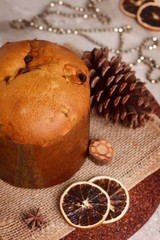 Panettone - sweet bread loaf traditional for Christmas