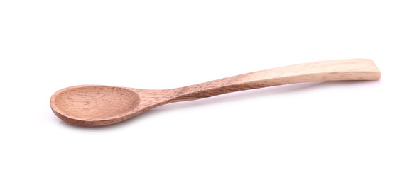 cute small and tiny Wood spoon, on white background,isolated object