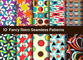 Abstract seamless patterns. Geometrical and floral ornaments - 97161710