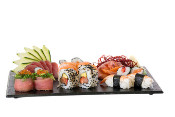 sushi plate with different kind of sushi