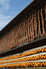 干し柿と日本家屋