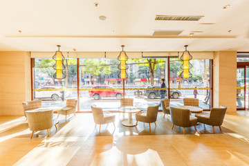 bright floor and interior decoration of restautant