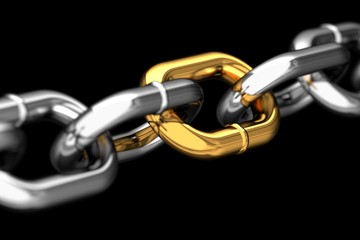 Obraz premium Golden link in a chain macro
