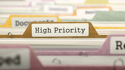 High Priority Concept on File Label. - obrazy, fototapety, plakaty