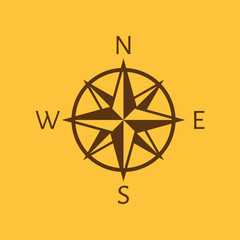 The compass icon. Navigation symbol. Flat