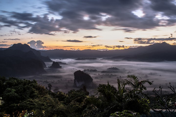 Morning fog over the ground.